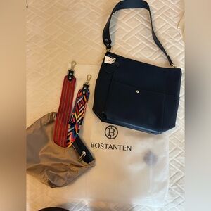 Navy Blue Shoulder Bag/ Purse with Colorful changeable Strap